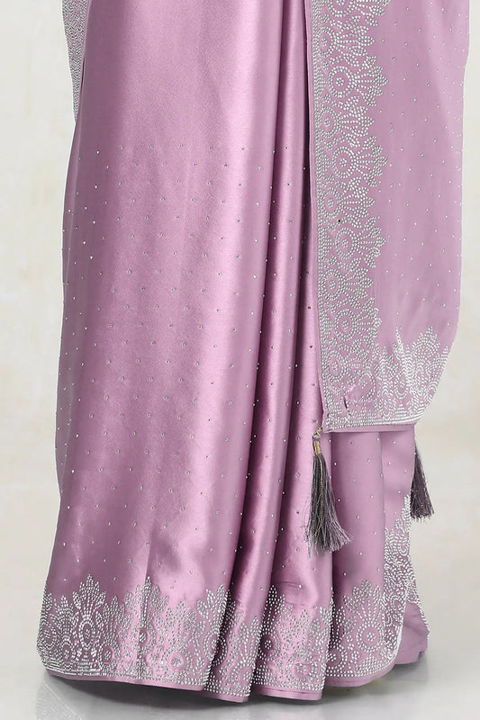 Blush Pink Satin Stone Embellished Saree