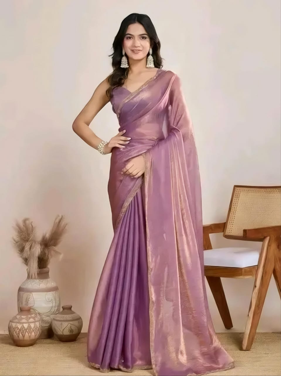Trendy soft fabric saree with lace border sirojaki diamond
