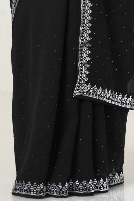 Black Georgette Stone Embellished Saree