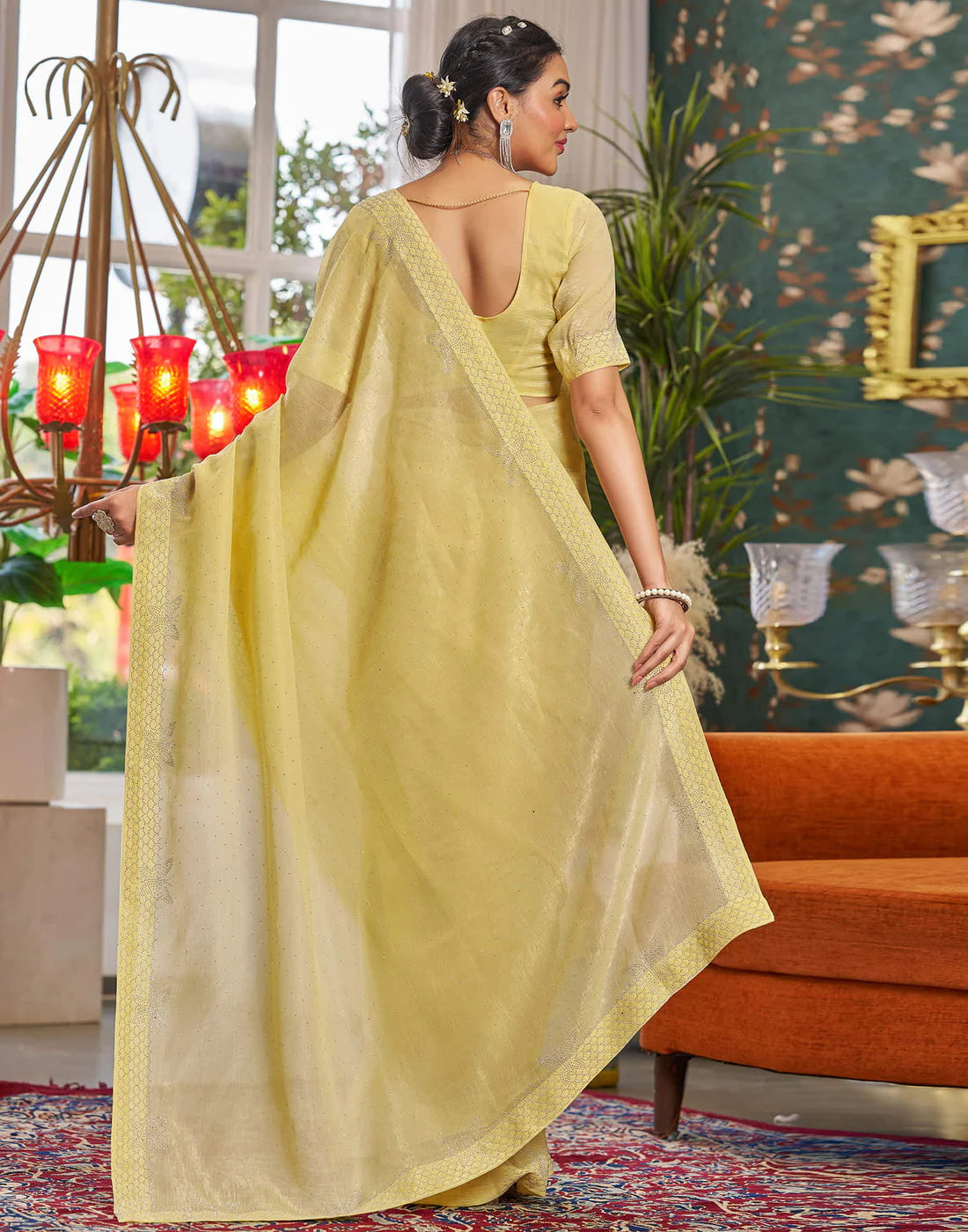 Yellow Shimmer Stone Work Saree