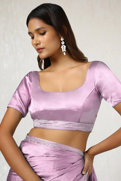 Blush Pink Satin Stone Embellished Saree