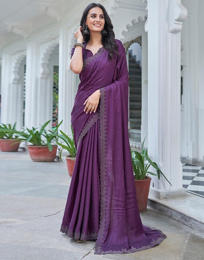 AKHILAM Women's Satin Silk Hot Fix Solid Saree With Unstitched Blouse Piece