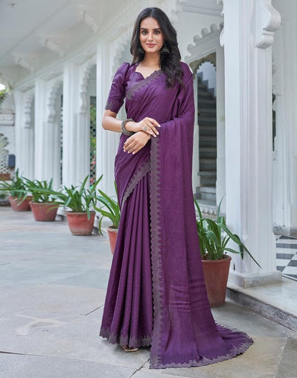 AKHILAM Women's Satin Silk Hot Fix Solid Saree With Unstitched Blouse Piece