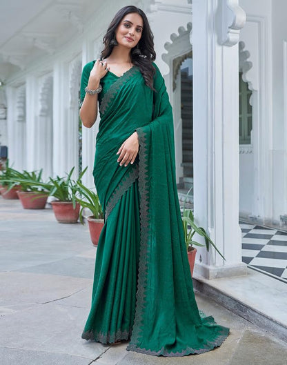 AKHILAM Women's Satin Silk Hot Fix Solid Saree With Unstitched Blouse Piece
