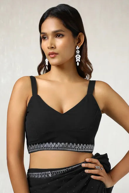 Black Georgette Stone Embellished Saree