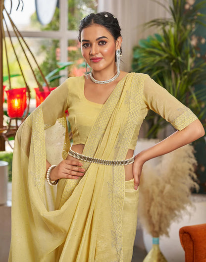 Yellow Shimmer Stone Work Saree
