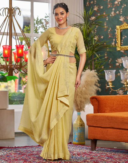 Yellow Shimmer Stone Work Saree