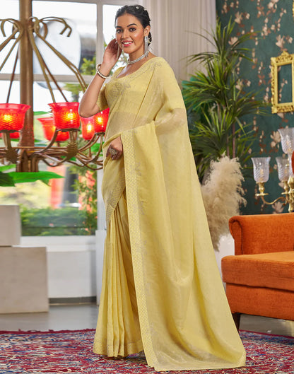 Yellow Shimmer Stone Work Saree
