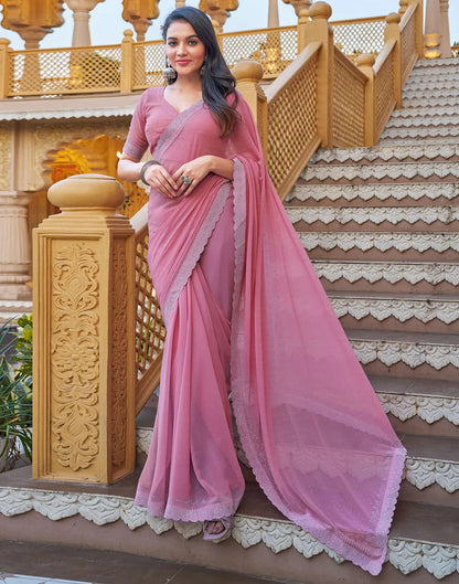Light Pink Georgette Stone Work Saree