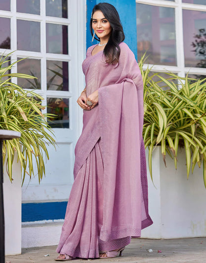 Light Dusty Purple Shimmer Stone Work Saree